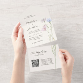 Einfache schicke Wildblume Beige Hochzeit All In One Einladung