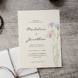 Einfache schicke Wildblume Beige Hochzeit Einladung
