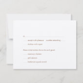 Einfache schimmernde Bronze-Hochzeitsrsvp Reaktion Einladung (Rückseite)