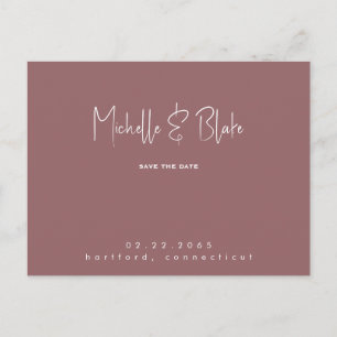 Einfache & schlanke moderne Rose Hochzeitstag Rett Postkarte