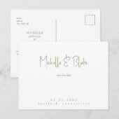 Einfache & schlanke moderne weiße Hochzeit retten  Postkarte (Vorne/Hinten)
