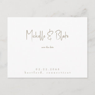 Einfache & schlanke moderne weiße Hochzeit retten  Postkarte