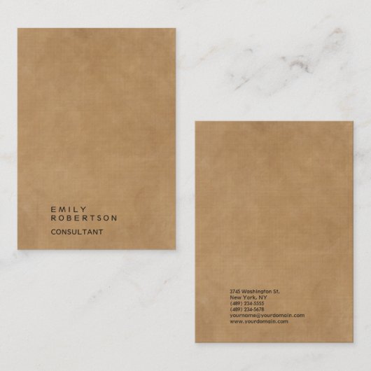Einfache Schlicht Brown Trendy Moderne Minimalisti Visitenkarte (Vorne/Hinten)