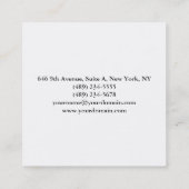 Einfache Schlicht Elegante Minimalistisch Moderne Quadratische Visitenkarte (Rückseite)