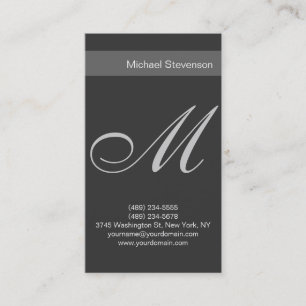 Einfache Schlicht-Grau-Script-Monogram-Visitenkart Visitenkarte