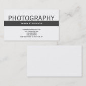 Einfache Schlicht-Grau-White-Fotograf-Visitenkarte Visitenkarte (Vorne/Hinten)