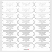 Einfache Schlichte abgerundete Ecken - Adressetike Aufkleber (Blatt)