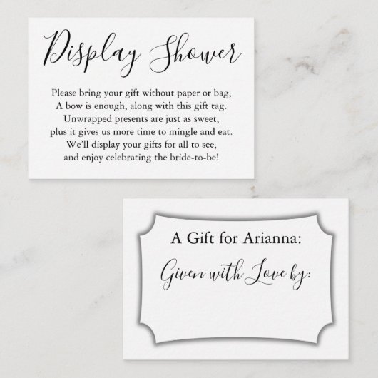 Einfache Schlichte Anzeige Brautparty Schwarz & We Begleitkarte (Vorne/Hinten)