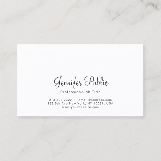 Einfache Schlichte Berufliche Moderne Weiß Elegant Visitenkarte (Vorderseite)