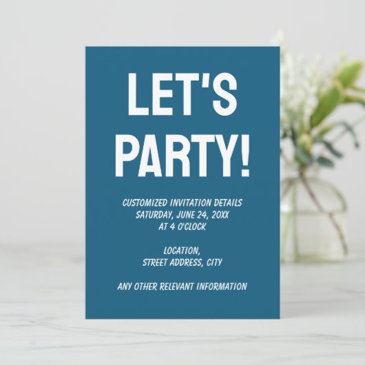 Einfache schlichte Blautafel Einladung (Stehend Vorderseite)