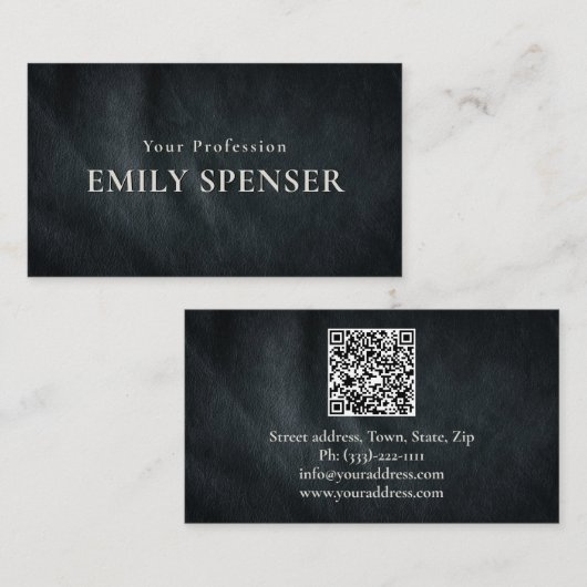 Einfache Schlichte dunkelgraue Ledermuster Persönl Visitenkarte (Vorne/Hinten)