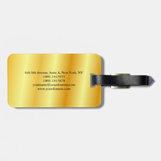 Einfache Schlichte Elegant-Gold-Farbe Minimalistis Gepäckanhänger (Rückseite horizontal)