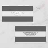 Einfache Schlichte Elegant Grau Weiß Streifen Mini Visitenkarte (Vorne/Hinten)