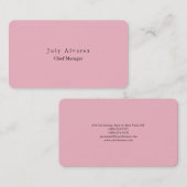 Einfache Schlichte Elegant Modernes Rosa Feminine Visitenkarte (Vorne/Hinten)