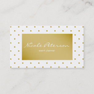 einfache schlichte elegante weißes Goldpolkapunkt Visitenkarte