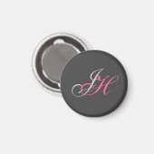 Einfache Schlichte, grau-rosa Monogramm Magnet (Vorderseite/Rückseite)