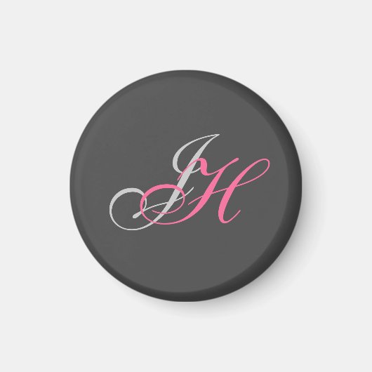 Einfache Schlichte, grau-rosa Monogramm Magnet (Vorne)