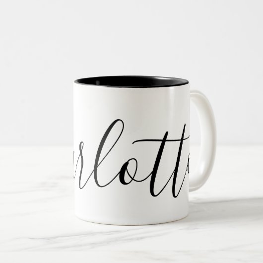 Einfache Schlichte Individuelle Name Charlotte Zweifarbige Tasse (VorderseiteRechts)