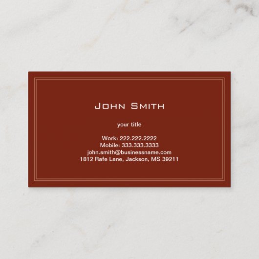 Einfache Schlichte Krankenversicherungskarte in Ro Visitenkarte (Rückseite)