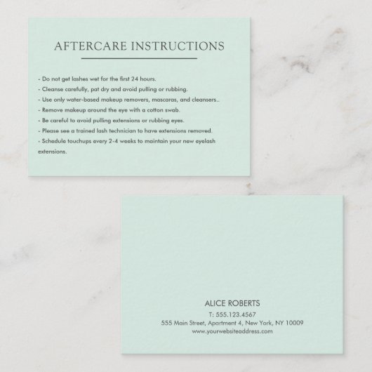 Einfache Schlichte Lash Extension Microblading Aft Visitenkarte (Vorne/Hinten)