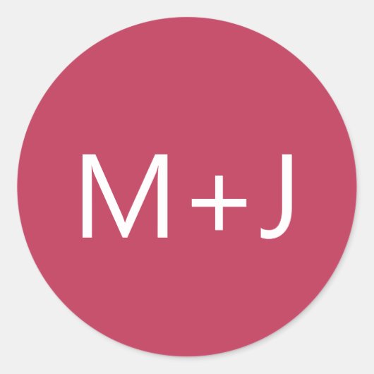 Einfache Schlichte Magenta-Rosa-Monogramm-Hochzeit Runder Aufkleber (Vorderseite)