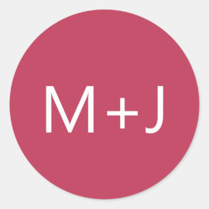 Einfache Schlichte Magenta-Rosa-Monogramm-Hochzeit Runder Aufkleber