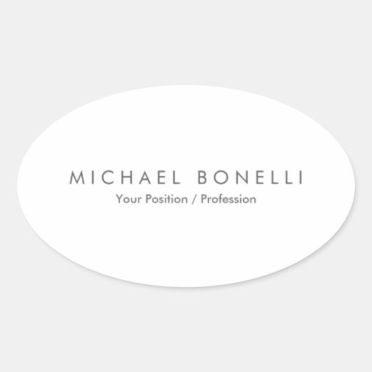 Einfache Schlichte Minimalistische Elegant Moderne Ovaler Aufkleber (Vorderseite)