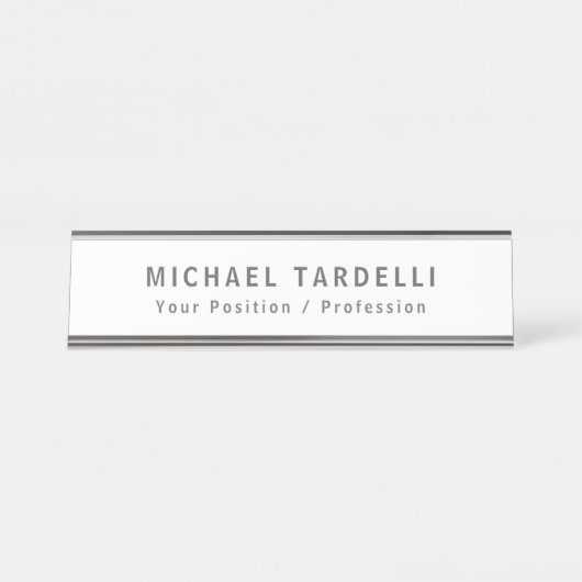 Einfache Schlichte Minimalistische Elegant Moderne Schreibtischnamensplakette (Vorderseite )