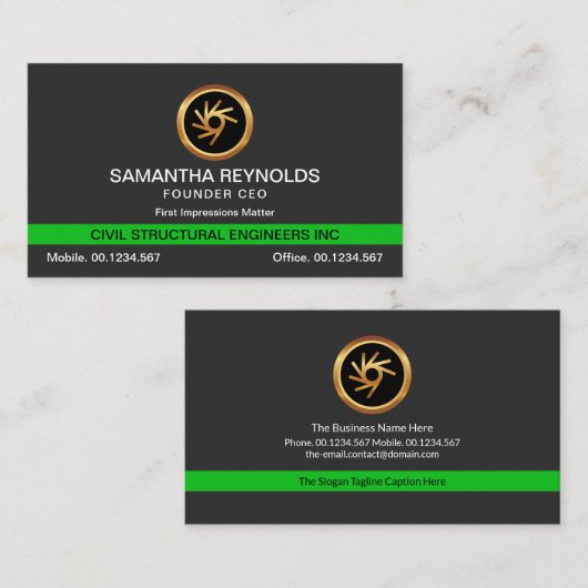 Einfache Schlichte Minimalistische Grüne Linie CEO Visitenkarte (Vorne/Hinten)