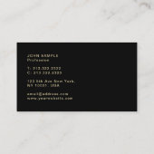 Einfache Schlichte Moderne Elegante Black Gold Sti Visitenkarte (Rückseite)