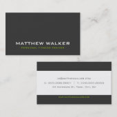 Einfache schlichte, moderne Holzkohle, graues Kalk Visitenkarte (Vorne/Hinten)