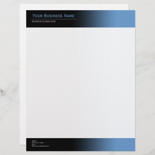 Einfache Schlichte moderne Schwarz- und Blautöne Briefbogen (Vorne/Hinten)