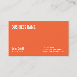 Einfache Schlichte Orange Plumbing Business Card Visitenkarte