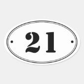 Einfache Schlichte Oval Number Stickers (Vorderseite)