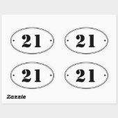 Einfache Schlichte Oval Number Stickers (Blatt)