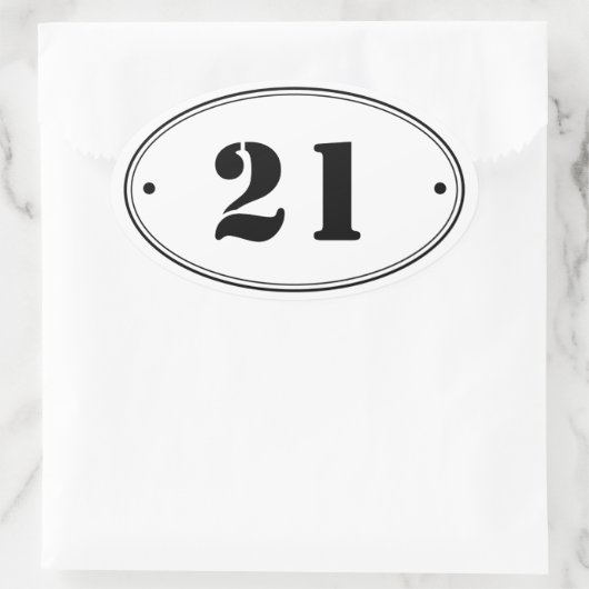 Einfache Schlichte Oval Number Stickers (Tasche)