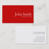 Einfache Schlichte Red Beautician Business Card Visitenkarte (Vorne/Hinten)