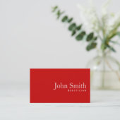 Einfache Schlichte Red Beautician Business Card Visitenkarte (Stehend Vorderseite)