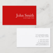 Einfache Schlichte Red Copywriter Business Card Visitenkarte (Vorne/Hinten)