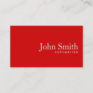 Einfache Schlichte Red Copywriter Business Card Visitenkarte