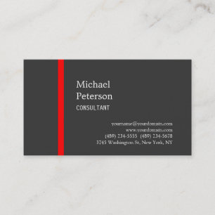 Einfache Schlichte Red Gray Consultant-Visitenkart Visitenkarte