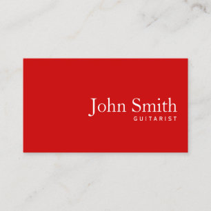 Einfache Schlichte Red Guitarist Business Card Visitenkarte