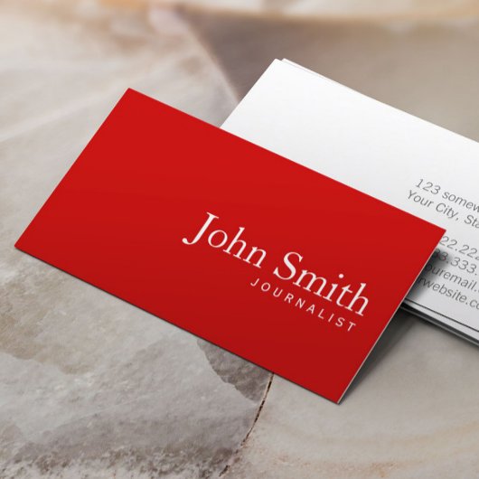 Einfache Schlichte Red Journalist Business Card Visitenkarte