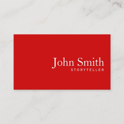 Einfache Schlichte Red Storyteller Business Card Visitenkarte (Vorderseite)