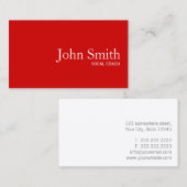 Einfache Schlichte Red Voice Coach Business Card Visitenkarte (Vorne/Hinten)