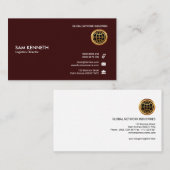 Einfache schlichte Retro kreative kastanienbraune Visitenkarte (Vorne/Hinten)