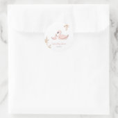 Einfache Schlichte Rosa Princess Swan Baby Dusche Runder Aufkleber (Tasche)