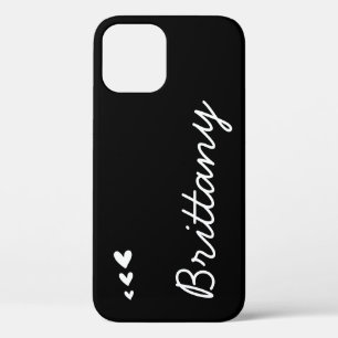 Einfache Schlichte Schwarz-Weiß-Herzen-Individuell Case-Mate iPhone Hülle