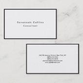 Einfache Schlichte Schwarz-weiße Grenze Minimalist Visitenkarte (Vorne/Hinten)