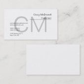 Einfache Schlichte Schwarz-weiße Monogramm-Visiten Visitenkarte (Vorne/Hinten)